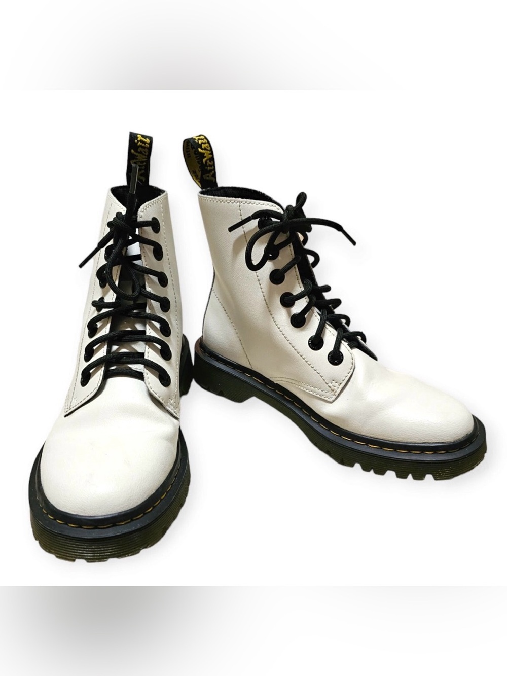 Dr. Martens Women White Leather Luana Combat Boots